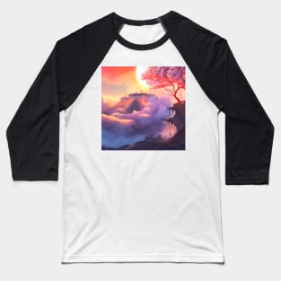 Fantasy Realms Beyond the Sakura Sky Baseball T-Shirt